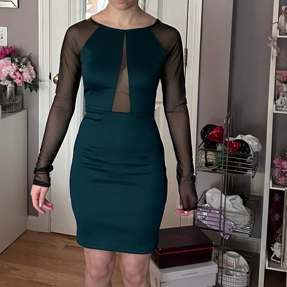 Charlotte Russe Dresses | Charlotte Russe Green And Black Mesh Dress | Color: Green | Size: Xs | Confortia's Closet